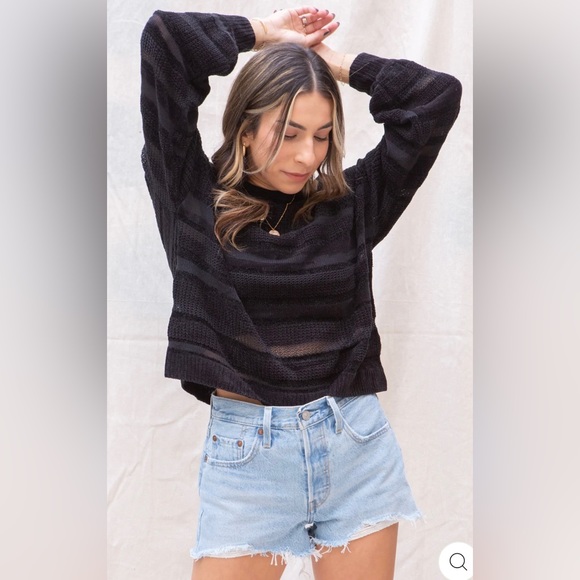 NWOT Minkpink Electric Feels Black Striped Sweater SMALL $45 OBO - Picture 2 of 6